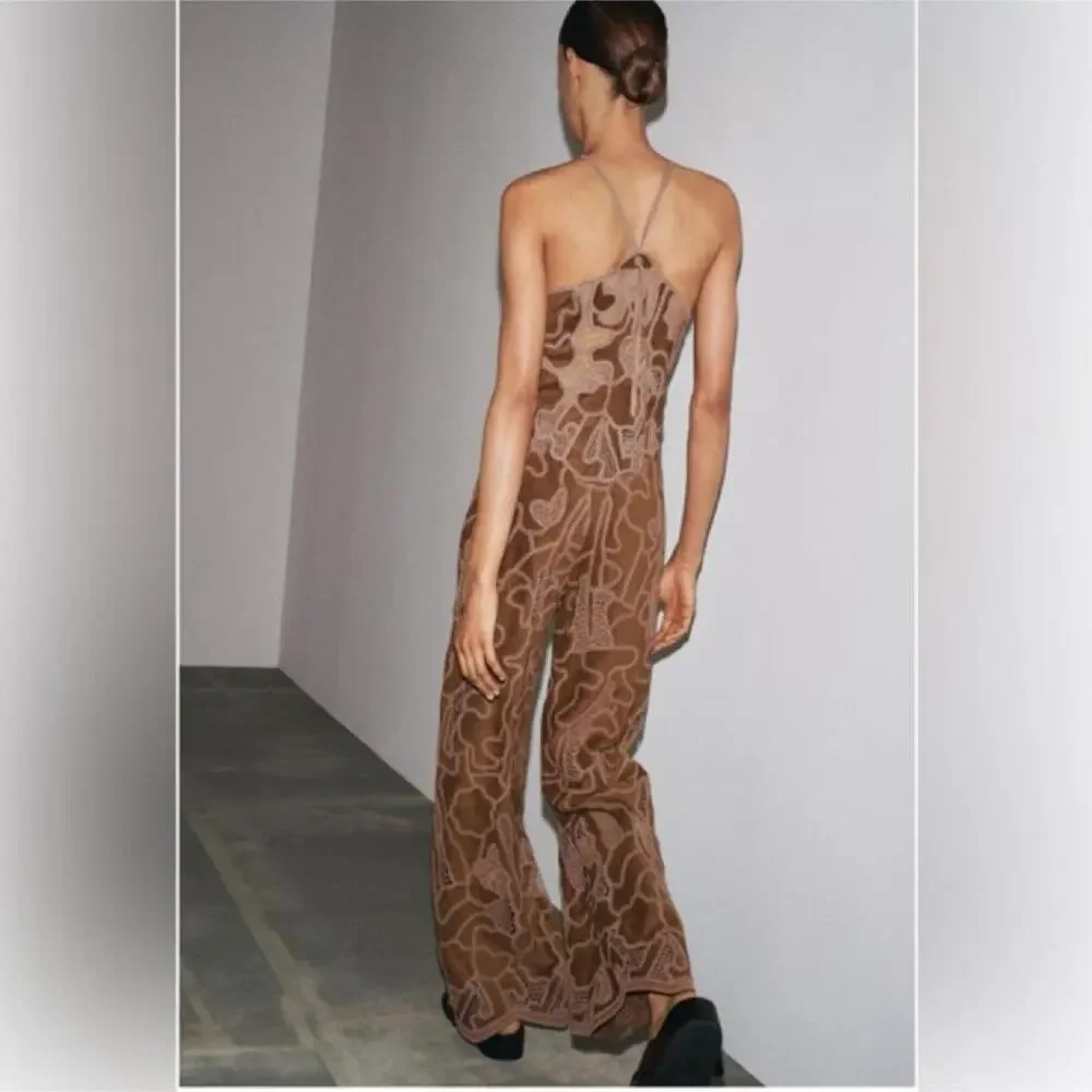 Zara brown pants with beige